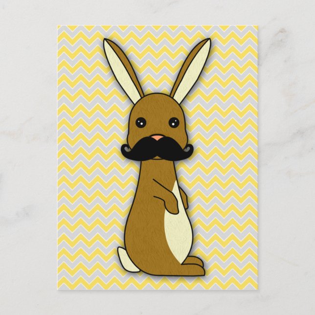 Postal Cute Mustache Bunny Personalizado (Anverso)