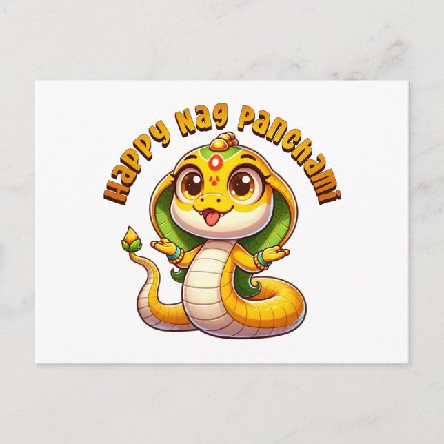 Postal Cute Naga Panchami Cobra (Anverso)