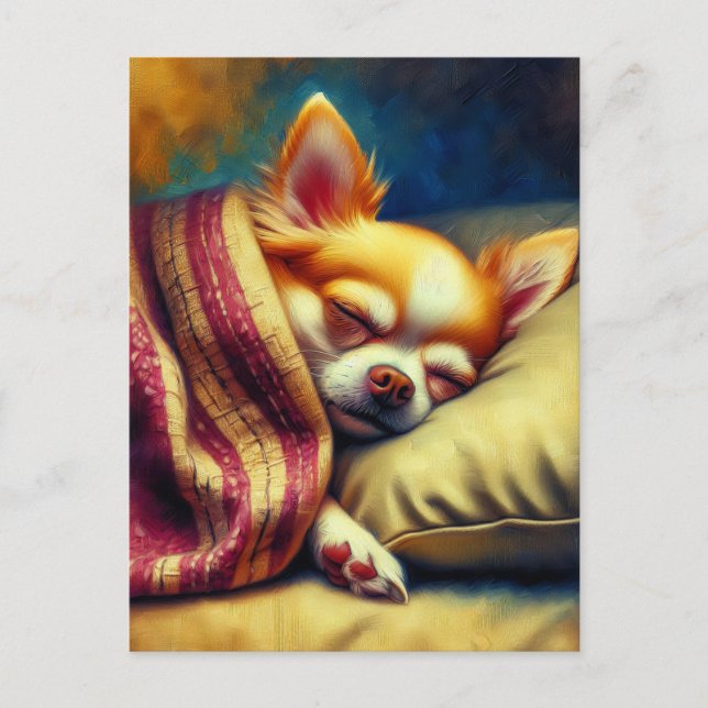 Postal Cute Napping Chihuahua | Mantener en contacto (Anverso)