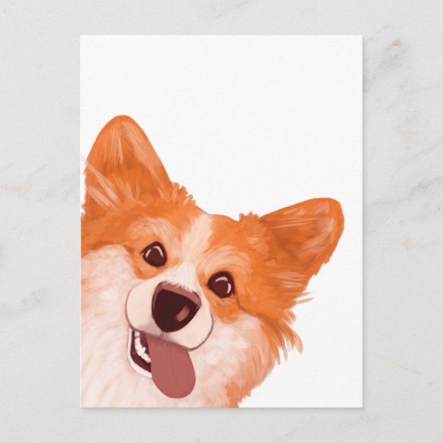 Postal Cute Naranja Corgi (Anverso)