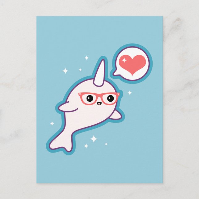 Postal Cute Nerd Narwhal (Anverso)