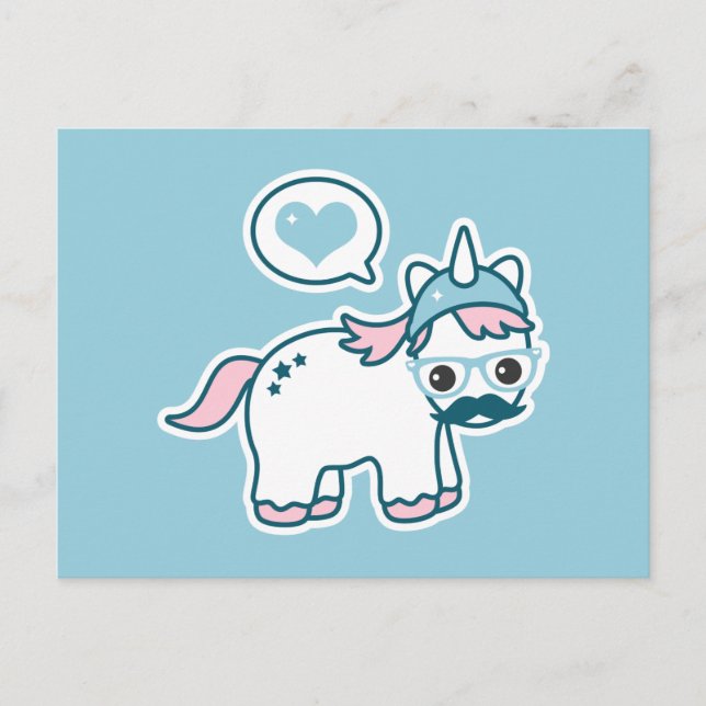 Postal Cute Nerd Unicorn (Anverso)