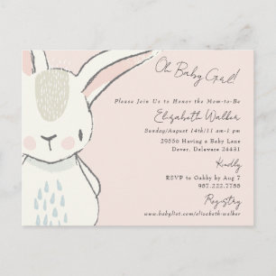 Postal Cute Oh Baby Girl Bunny Pink Baby Shower