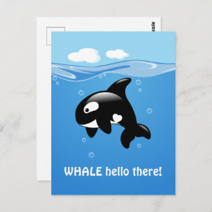 Postal Cute Orca WHALE (Bueno) Hola