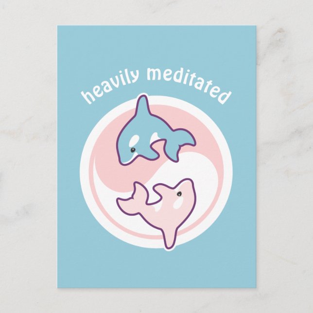 Postal Cute Orca Whale Yin Yang (Anverso)