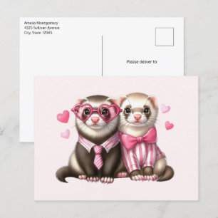 Postal Cute Otter Pareja en el Amor