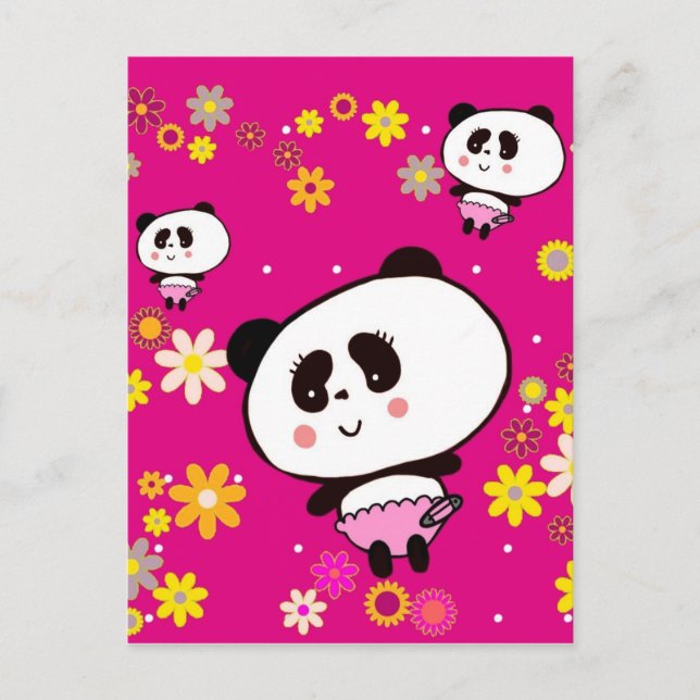 Postal Cute Panda Baby personalizado (Anverso)