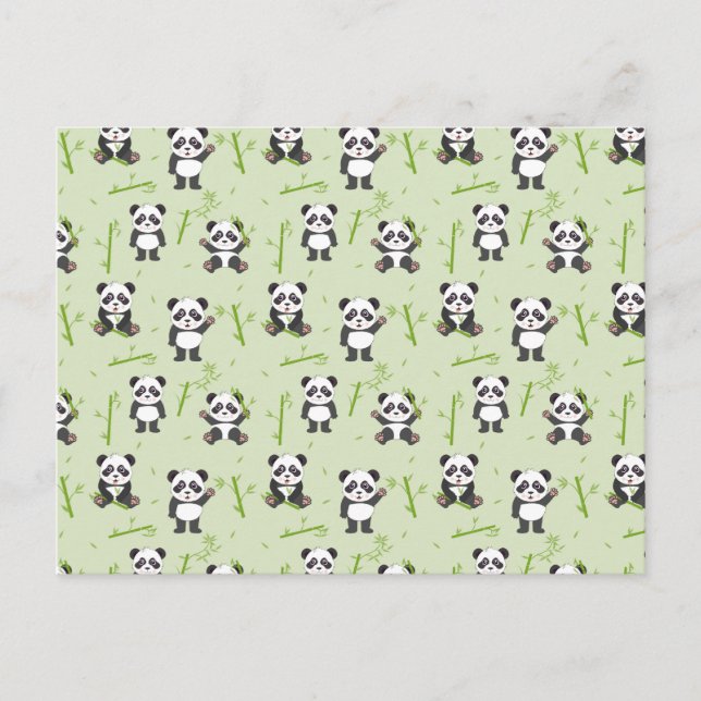 Postal Cute Panda Bear Bamboo Kawaii Animals Pattern (Anverso)