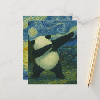 Postal Cute Panda Bear - Van Gogh Style - Starry Night 