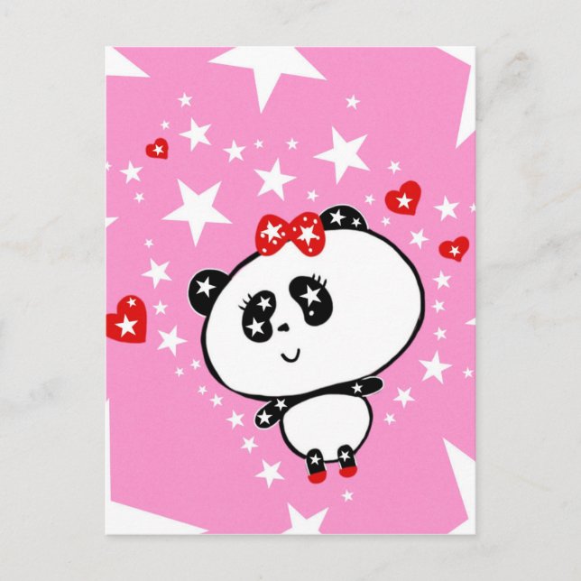 Postal Cute Panda Bears Funny Personalizado (Anverso)