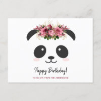 Cute panda Feliz Cumpleaños personalizado floral r