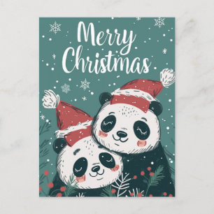 Postal Cute Panda Feliz Navidad