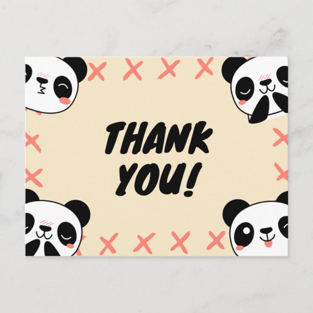 Postal Cute Panda Gracias (Anverso)