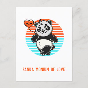 Postal Cute Panda "Panda-monium of Love"