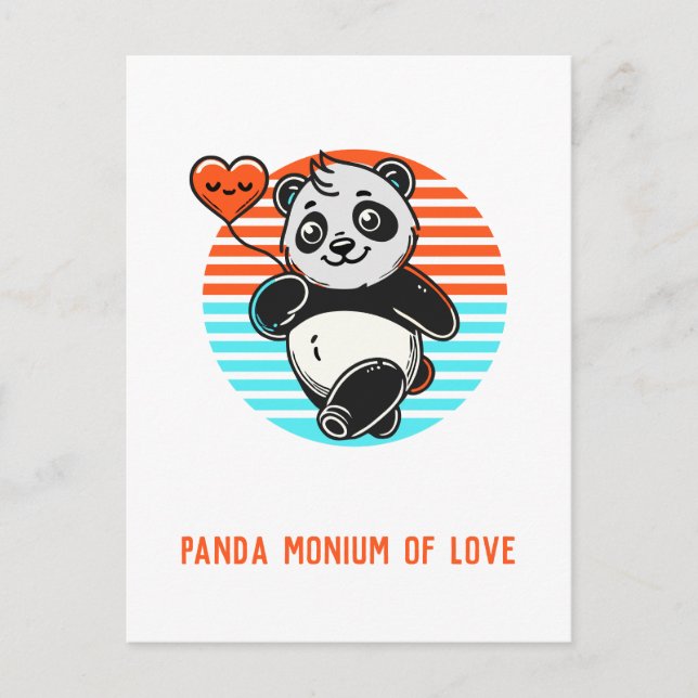 Postal Cute Panda "Panda-monium of Love" (Anverso)