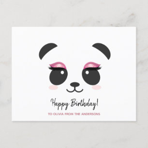 Postal Cute panda pestaña Cumpleaños personalizado
