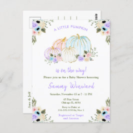 Postal Cute Pastel Pumpkins Baby Shower