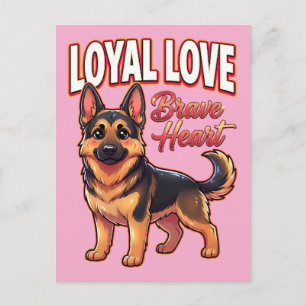 Postal Cute Pastor Alemán de San Valentín – Amor Leal Val