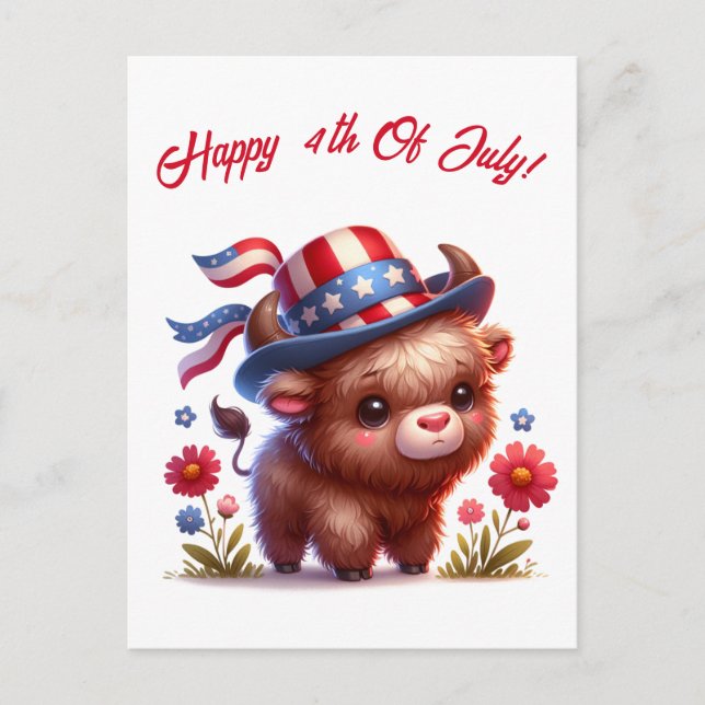 Postal Cute Patriotic Buffalo Fort De Julio (Anverso)