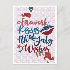 Postal Cute Patriótico 4 de Julio Deseos