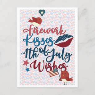 Postal Cute Patriótico 4 de Julio Deseos