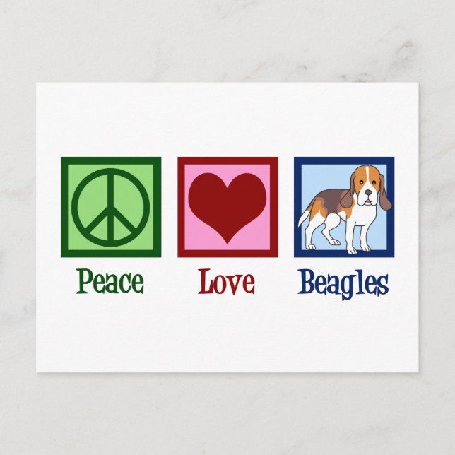 Postal Cute Peace Love Beagles (Anverso)