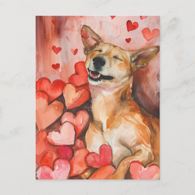 Postal Cute perro del día de San Valentín (Anverso)