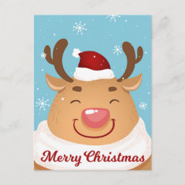 Postal Cute Personalizable Feliz Navidad Reindeer Card
