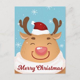 Postal Cute Personalizable Feliz Navidad Reindeer Card