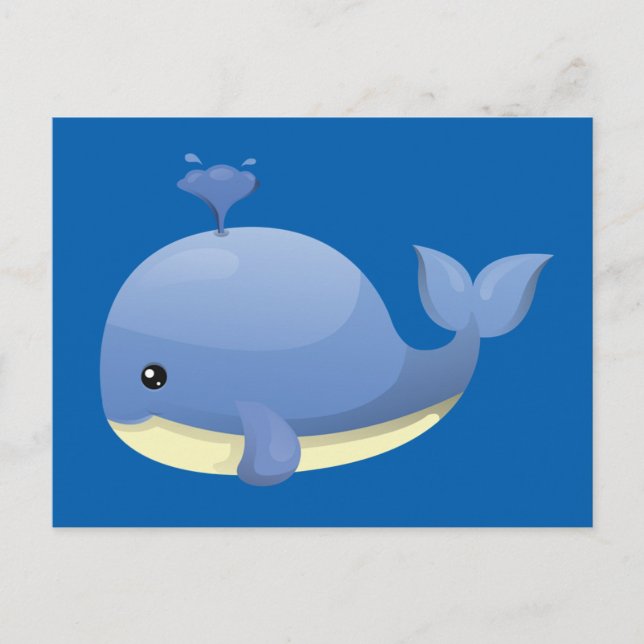 Postal Cute Personalizado, ballena azul, agua para correr (Anverso)