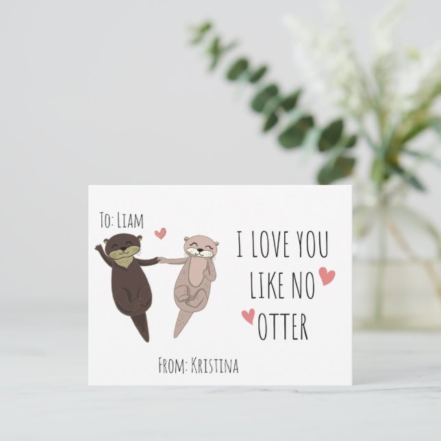 Postal Cute Personalizado Me encanta que te guste no a la (Anverso de pie)