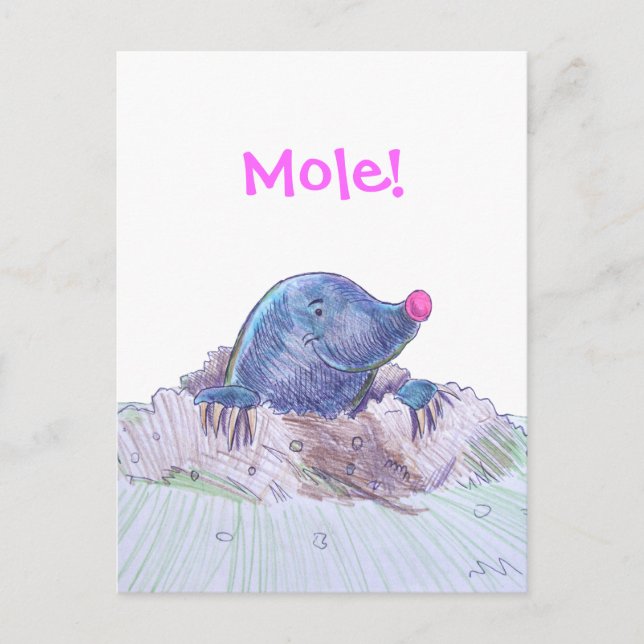 Postal Cute Personalizado Mole y Molehill (Anverso)