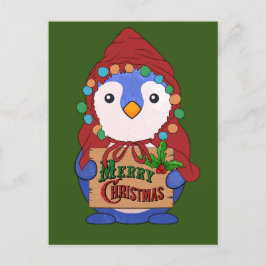 Postal Cute pinguin desea feliz Navidad Throw