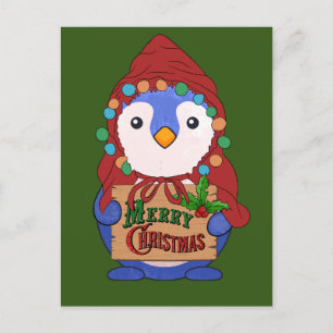 Postal Cute pinguin desea feliz Navidad Throw