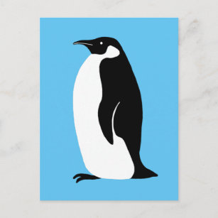 Postal Cute pingüino Aqua blanco negro