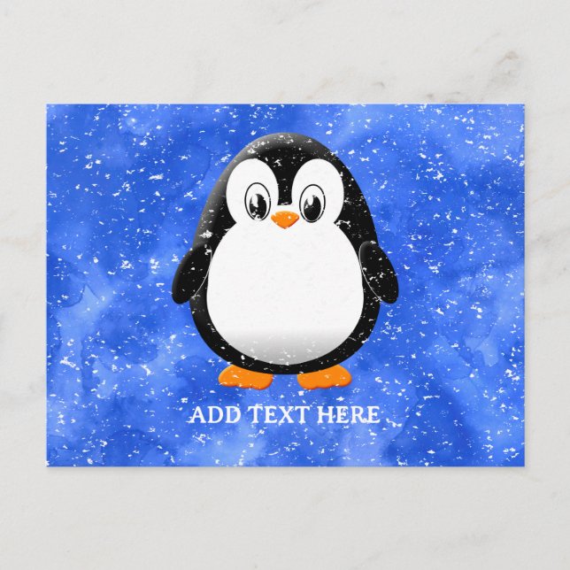 Postal Cute pingüino Personalizado Personalizado color de (Anverso)