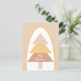 Postal Cute Pink Earthy Tones Merry Christmas Tree