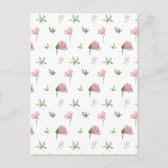Postal Cute Pink Flowers Spring Floral Card. (Anverso)