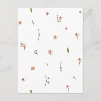 Postal Cute Pink Flowers Spring Floral Card.