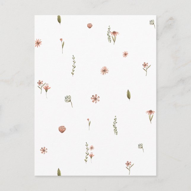 Postal Cute Pink Flowers Spring Floral Card. (Anverso)