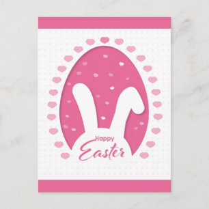 Postal Cute Pink Happy Easter Bunny Hearts