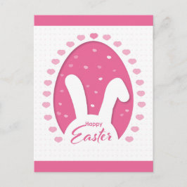 Postal Cute Pink Happy Easter Bunny Hearts