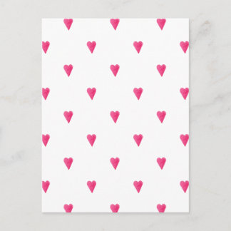 Postal Cute Pink Hearts Love Card.