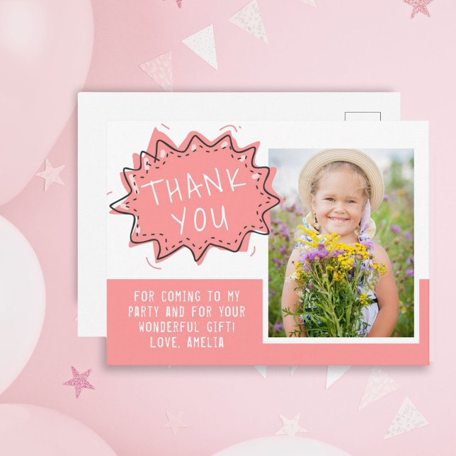 Postal Cute Pink Speech Cloud Birday Gracias Foto (Subido por el creador)