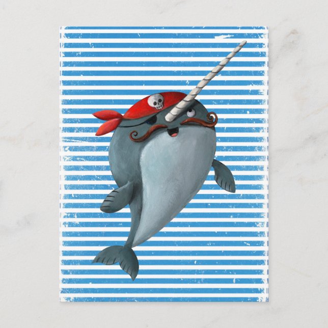 Postal Cute Pirate Narwhal (Anverso)