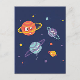 Postal Cute Planetas Niños Espaciales Personalizados