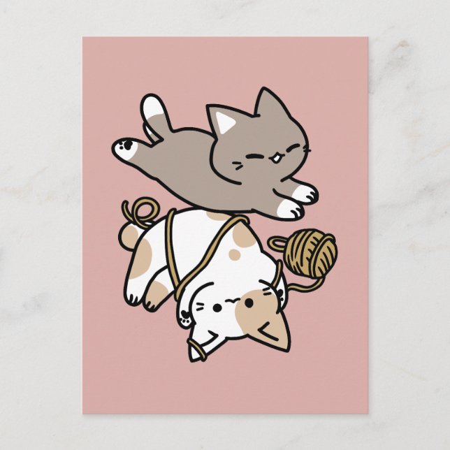 Postal Cute Playful Cats Design – Fun Paws and Play Art (Anverso)