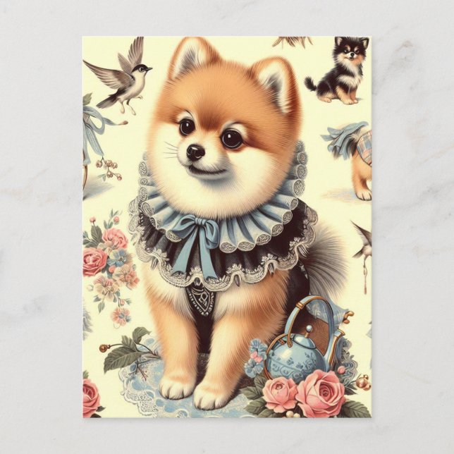 Postal Cute Pomeranian Painting (Anverso)