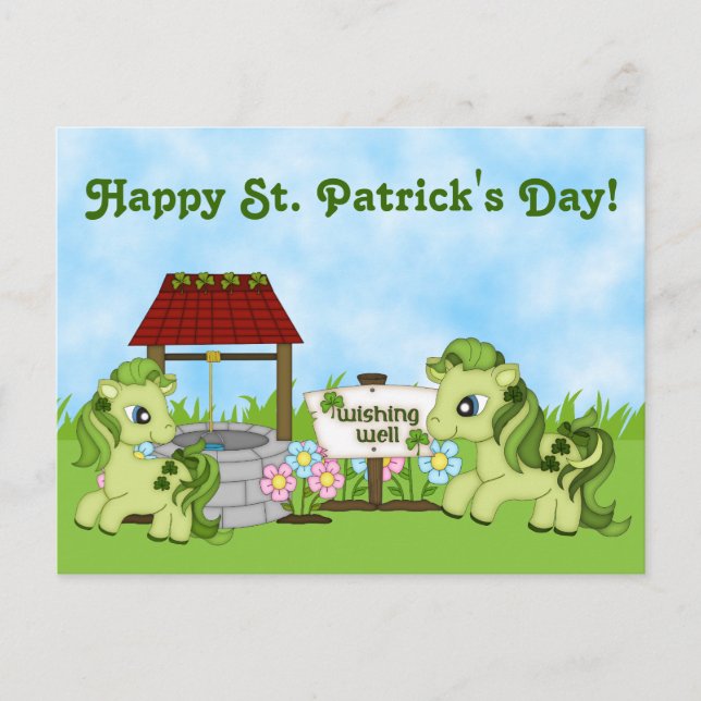 Postal Cute Ponies Happy St. Patrick's Day Horse (Anverso)