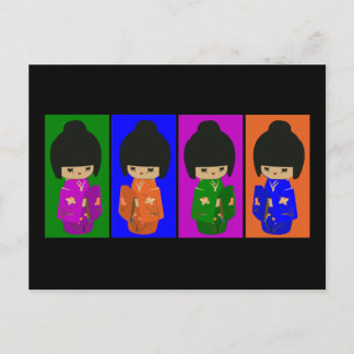 Postal Cute Pop Art Kokeshi Dolls